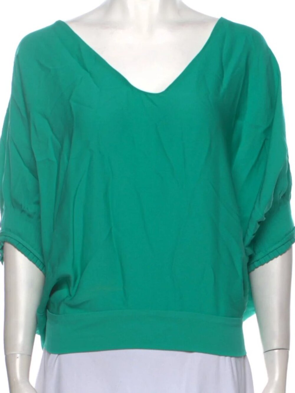 Diane Von Furstenberg silk teal blouse size 8